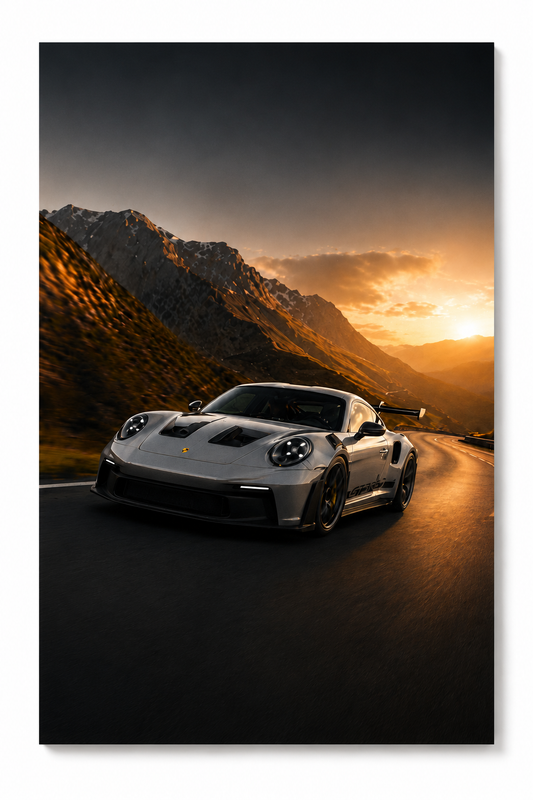 Porsche 911-inspired wall art - Sunset Pass