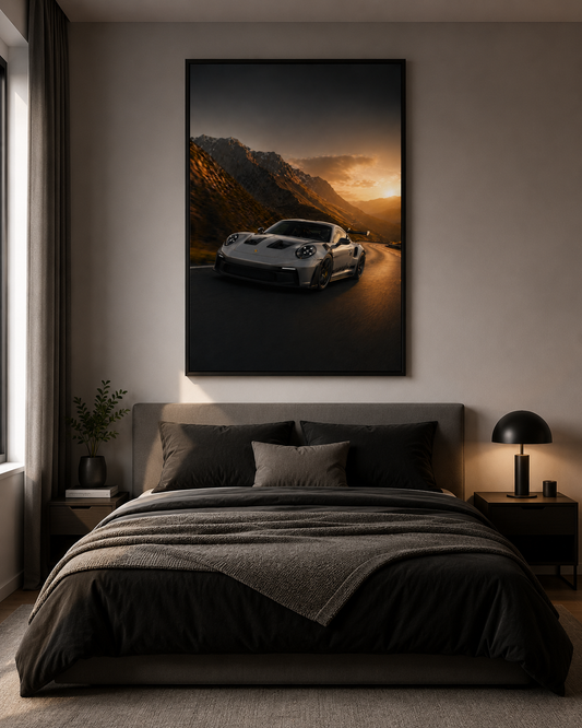 Porsche 911-inspired wall art - Sunset Pass
