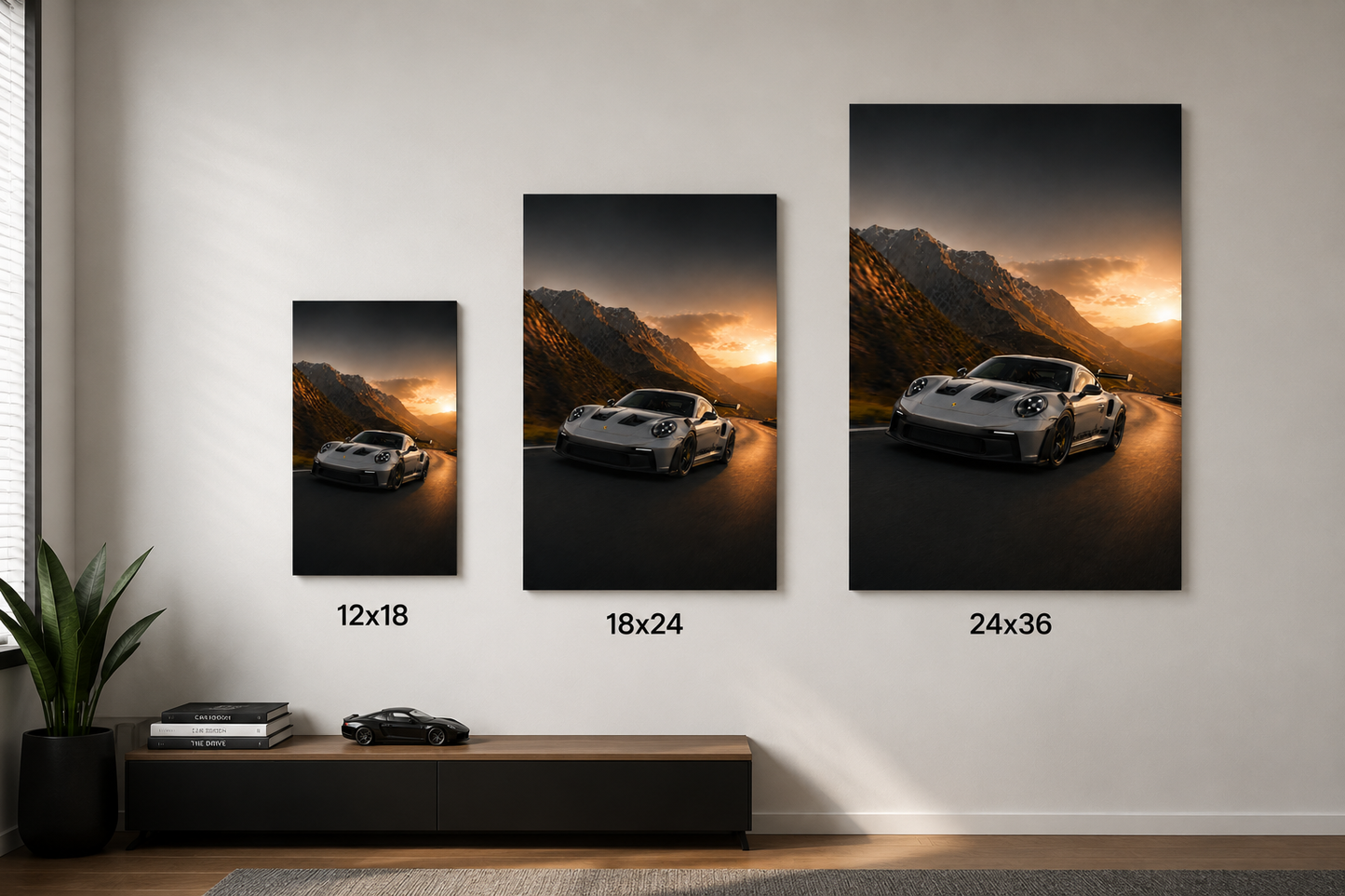 Porsche 911-inspired wall art - Sunset Pass