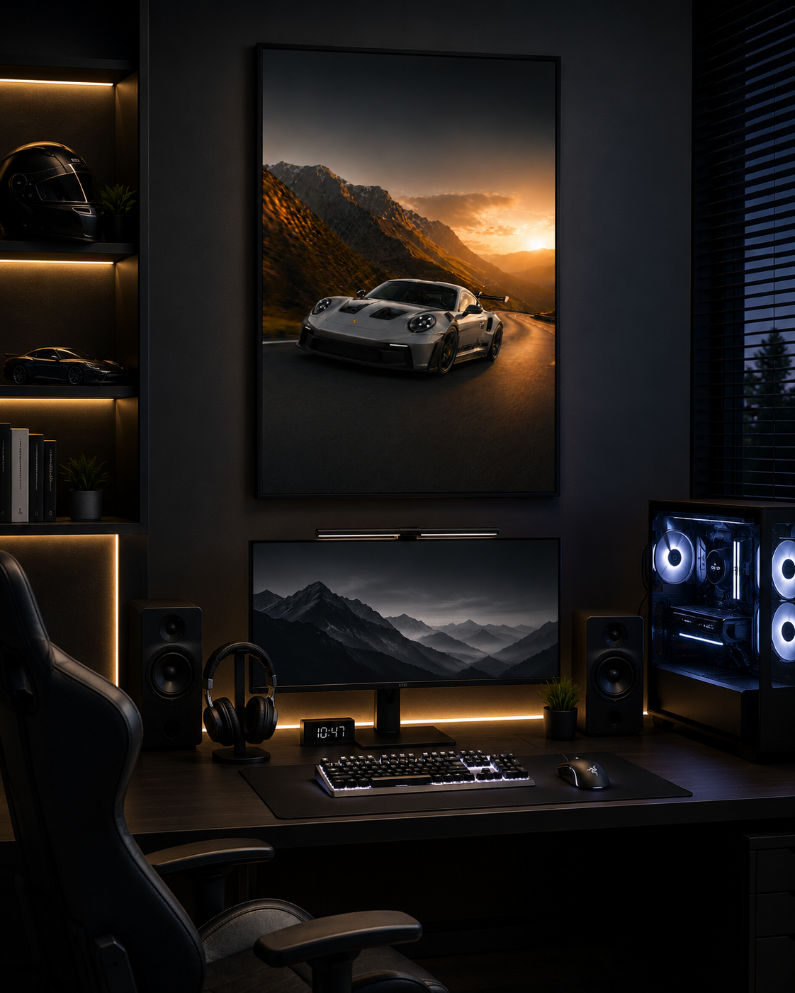 Porsche 911-inspired wall art - Sunset Pass