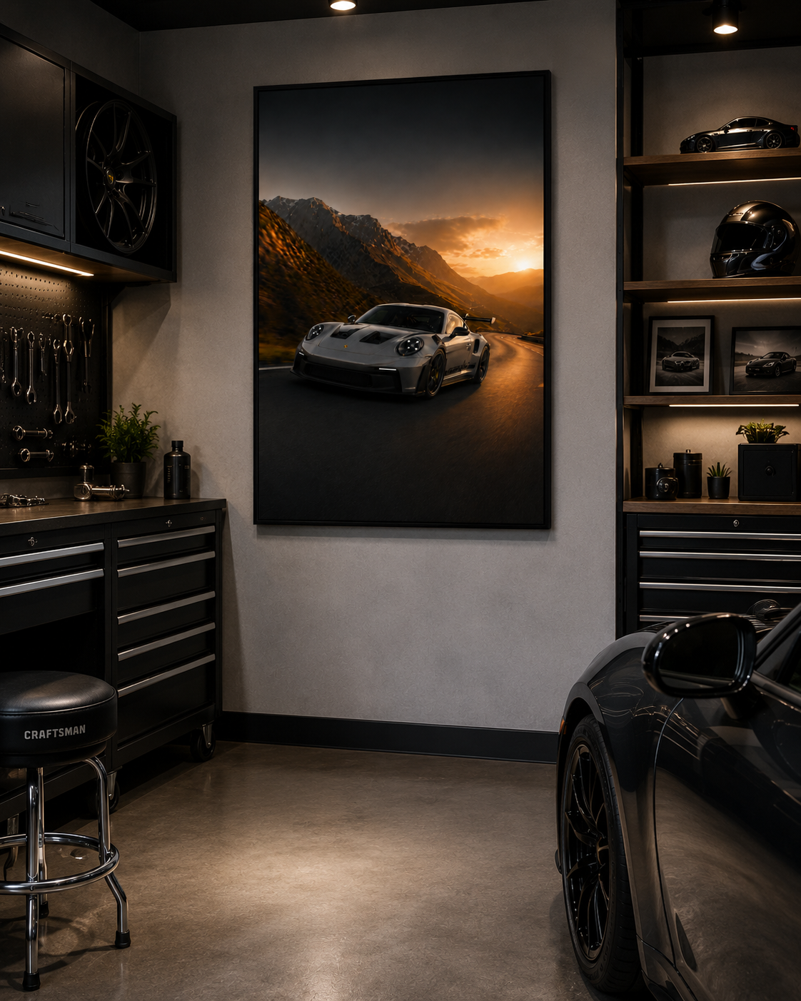 Porsche 911-inspired wall art - Sunset Pass